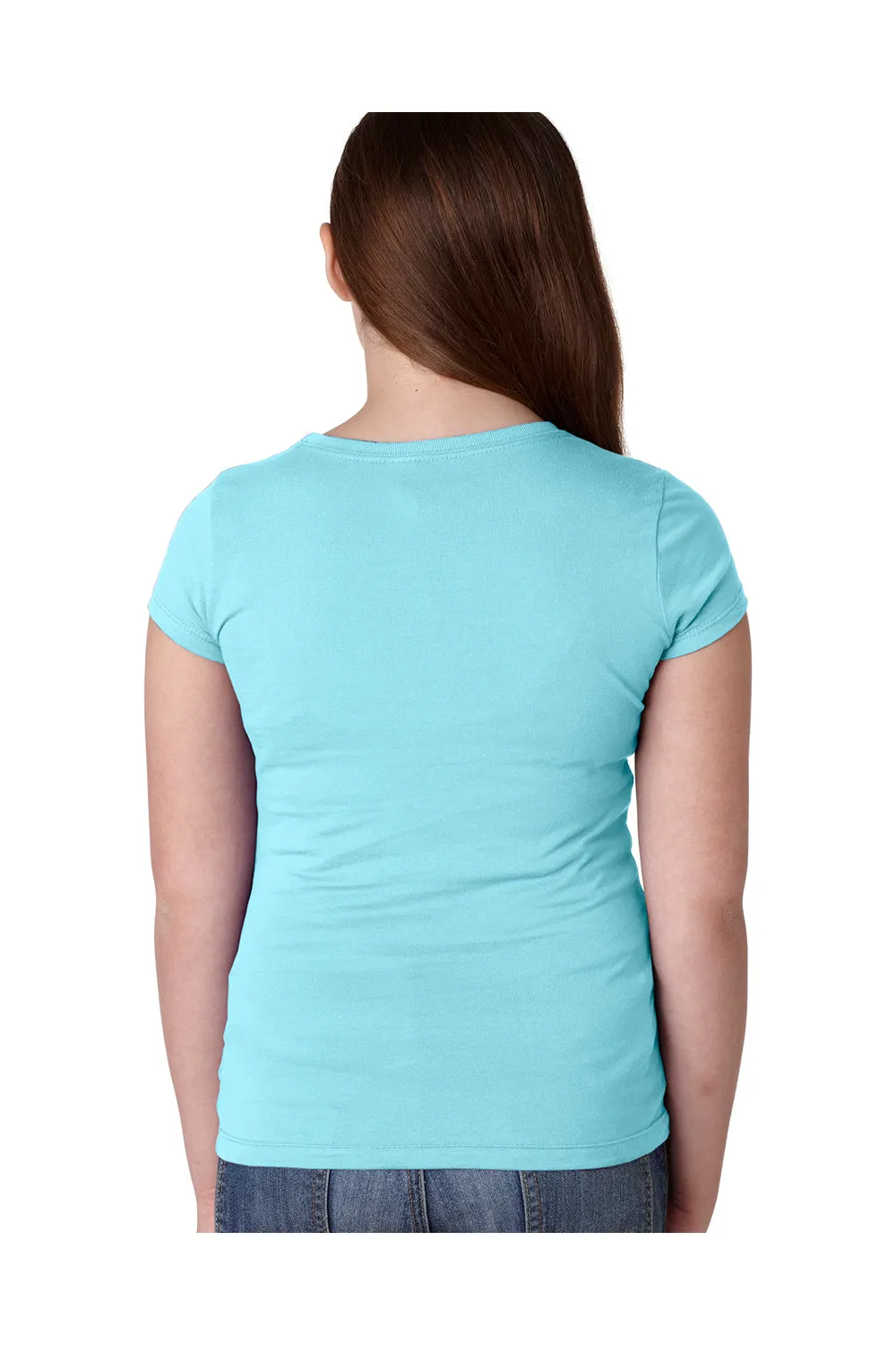 T-shirt à manches courtes col rond Next Level Youth Princess en jersey fin - Bleu Cancun