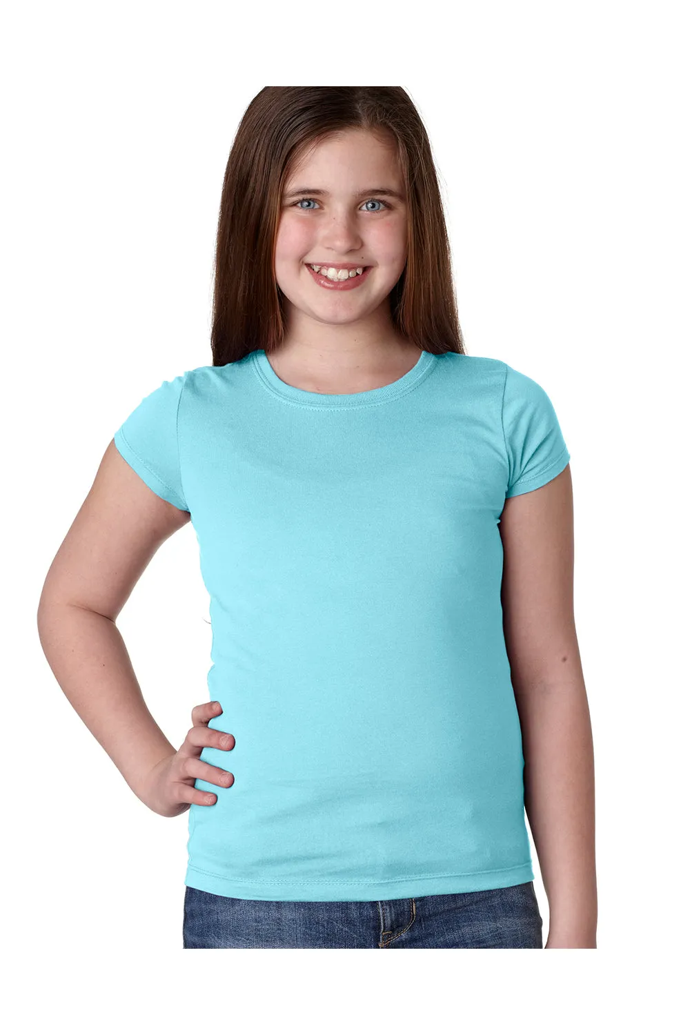 T-shirt à manches courtes col rond Next Level Youth Princess en jersey fin - Bleu Cancun