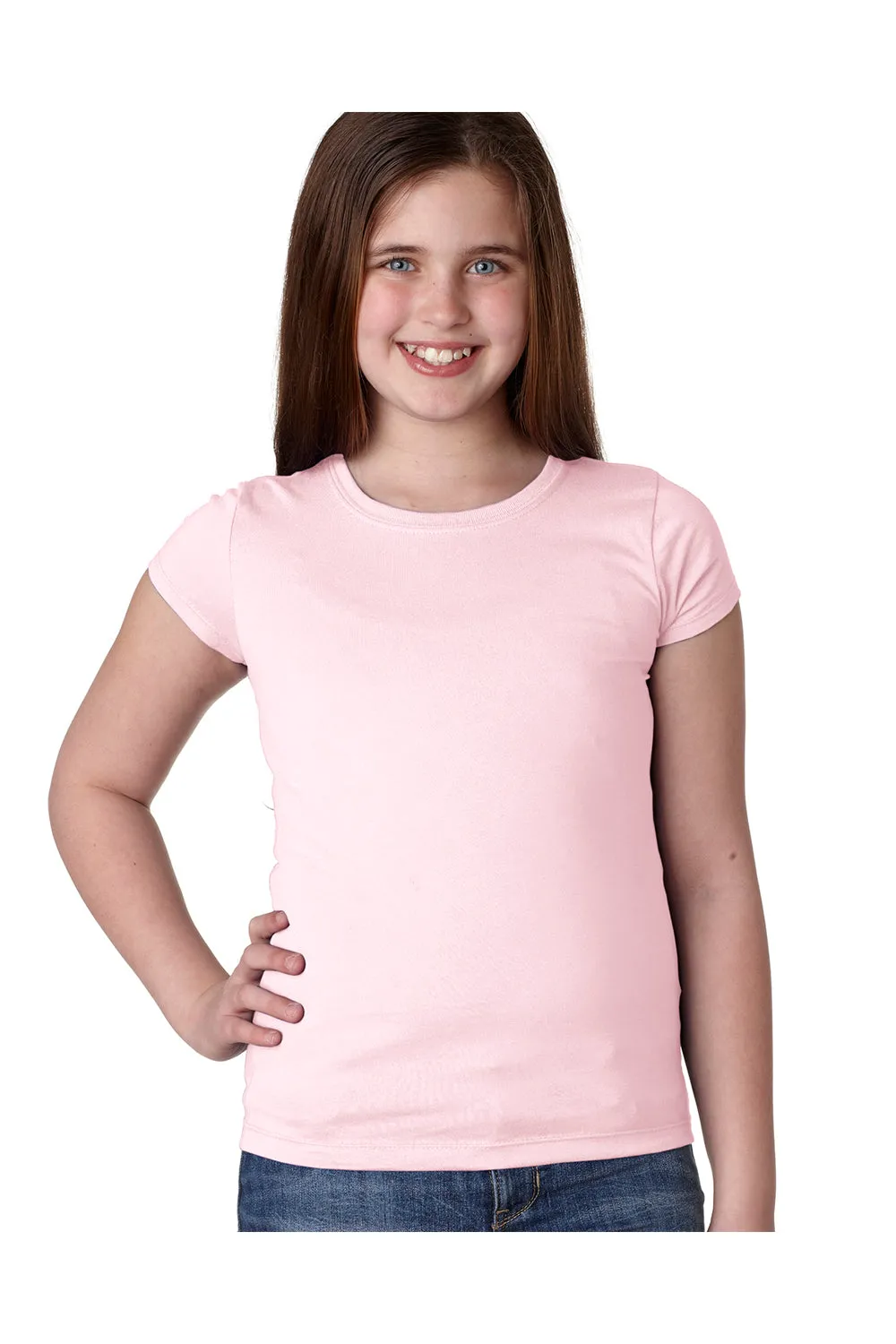 T-shirt à manches courtes col rond Next Level Youth Princess en fin jersey - Rose clair