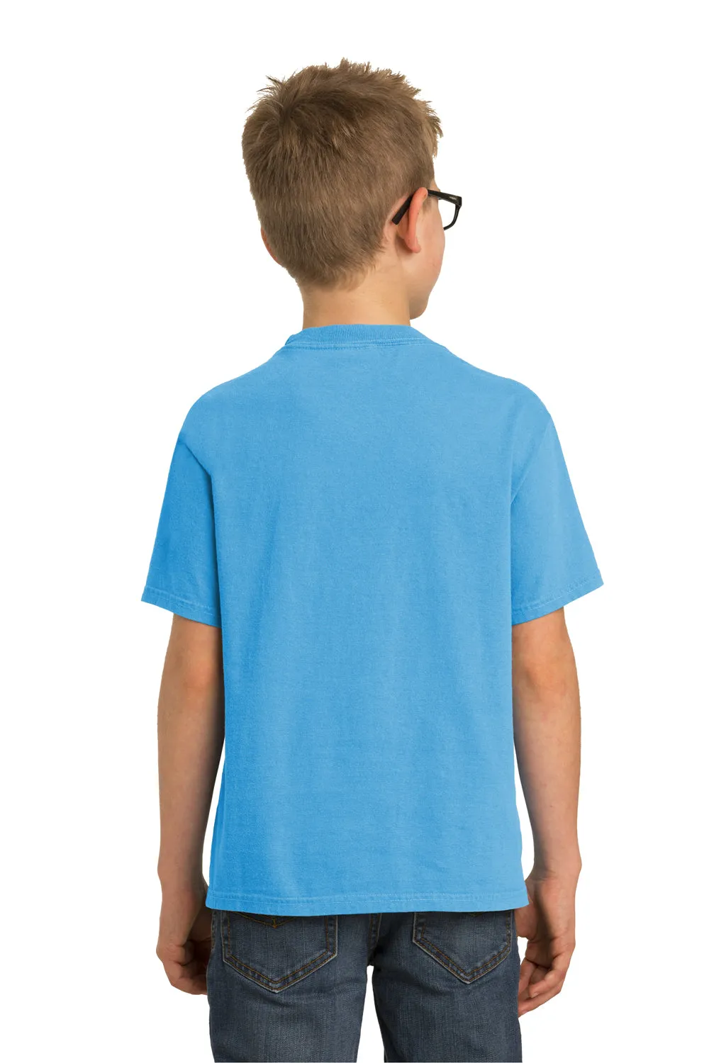 Port & Company T-shirt à manches courtes délavé pour jeunes - Bleu denim