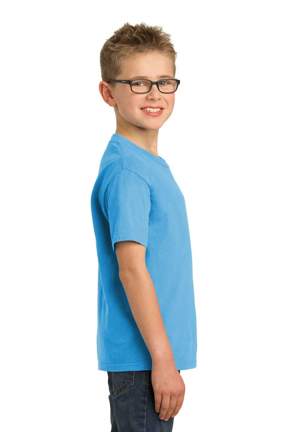 Port & Company T-shirt à manches courtes délavé pour jeunes - Bleu denim