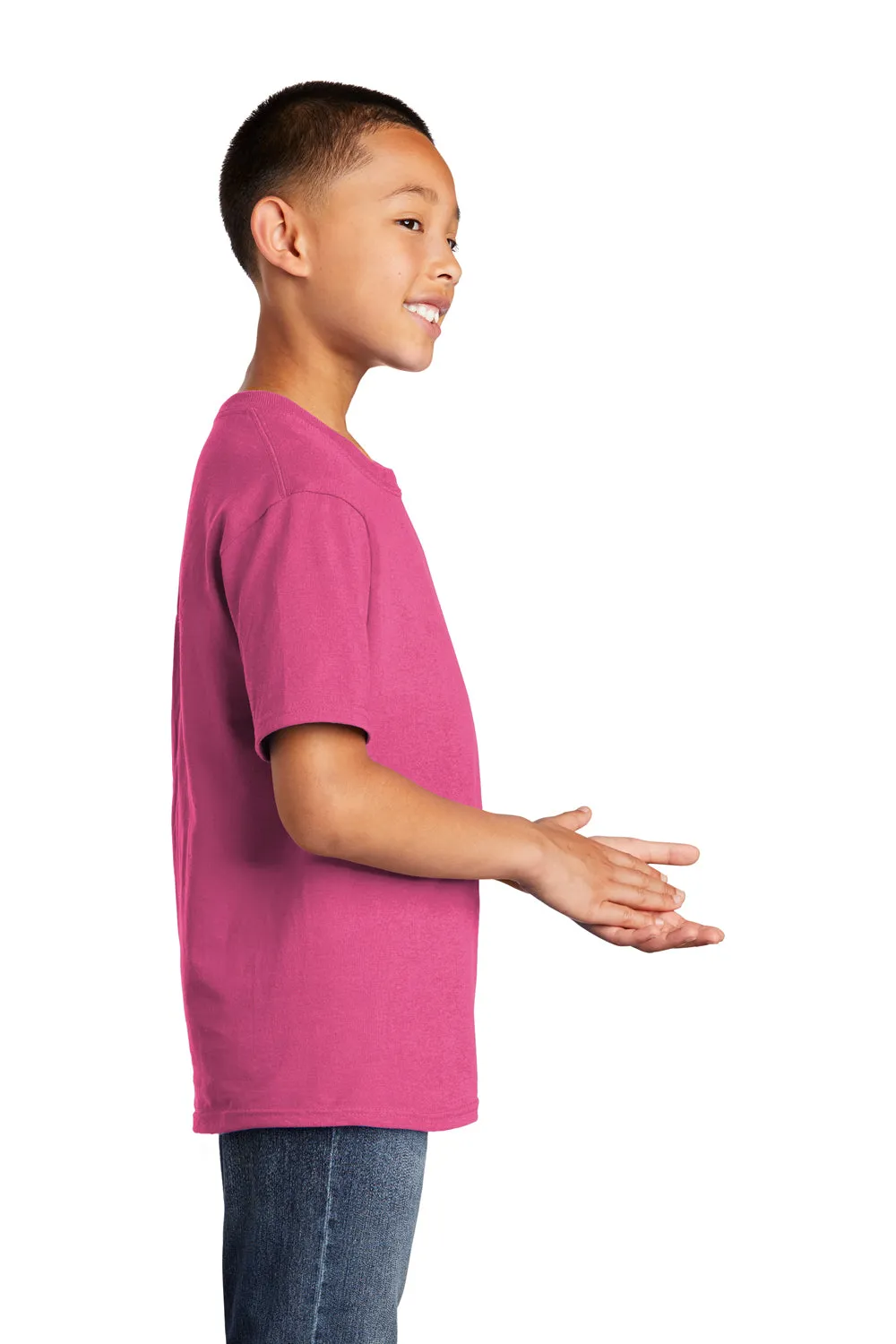 Port & Company T-shirt à manches courtes col rond pour jeunes - Rose Sangria