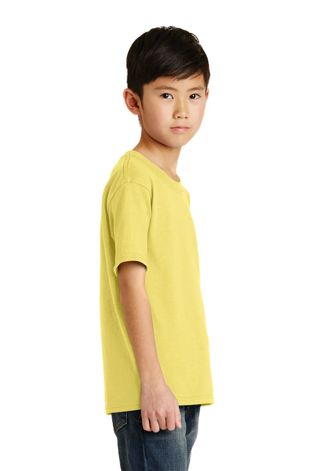 Port & Company T-shirt à manches courtes et col rond pour jeunes - Jaune