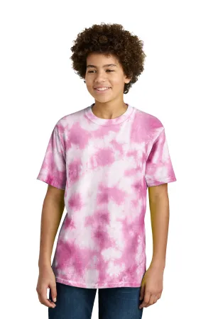 Port & Company Youth Crystal Tie-Dye T-Shirt à Manches Courtes et Col Rond - Rose Vif