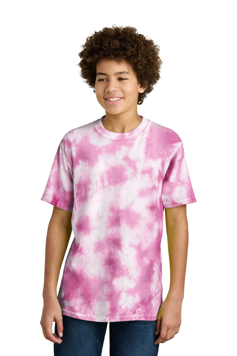 Port & Company Youth Crystal Tie-Dye T-Shirt à Manches Courtes et Col Rond - Rose Vif