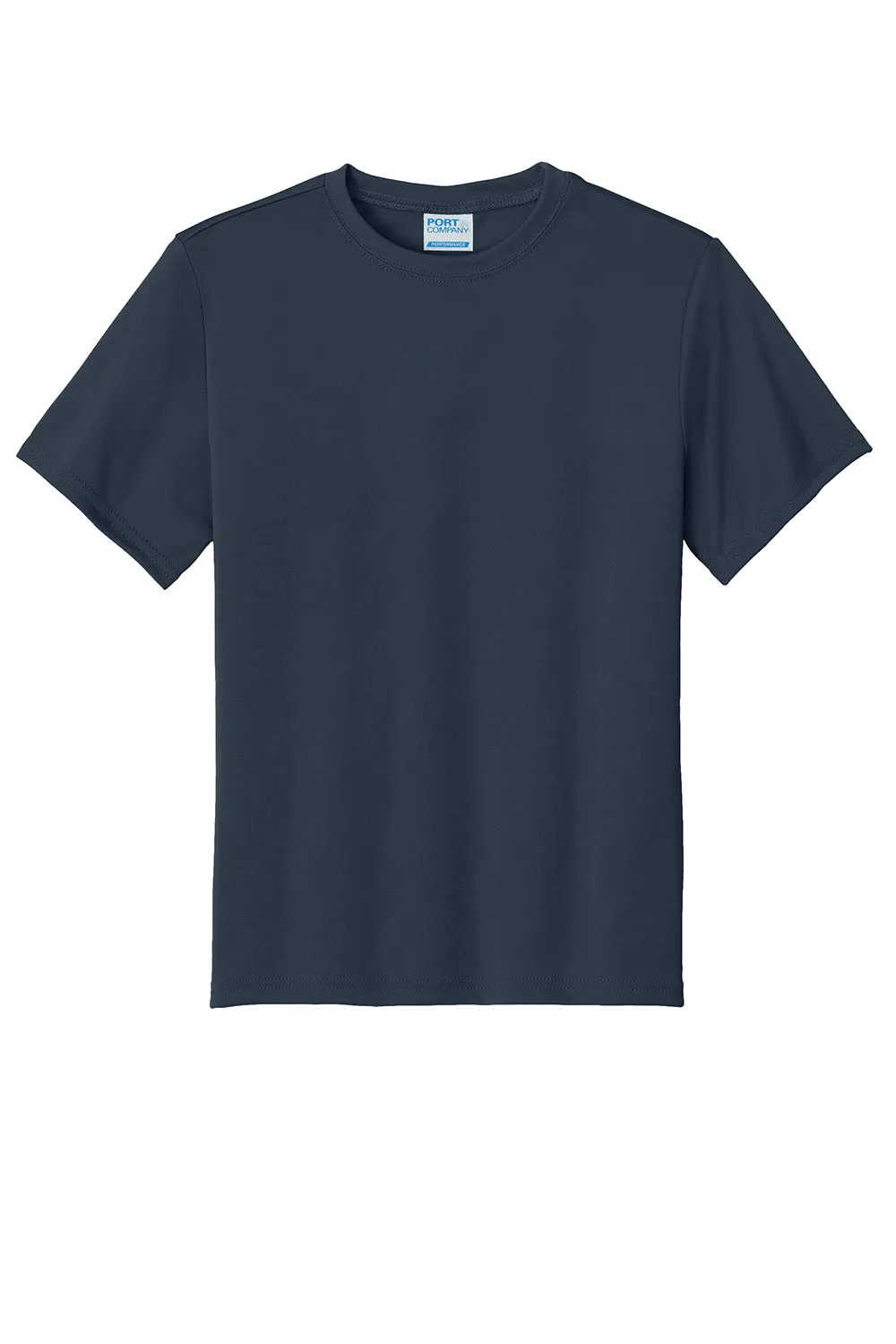 Port & Company Youth T-shirt à manches courtes col rond en Dry Zone Performance évacuant l'humidité - Bleu marine foncé