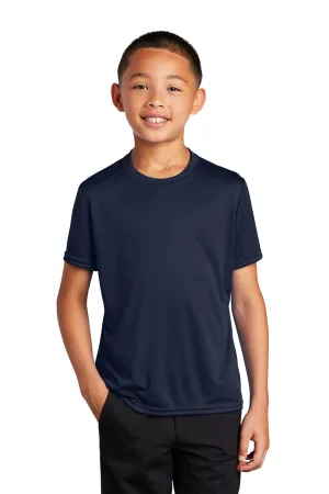 Port & Company Youth T-shirt à manches courtes col rond en Dry Zone Performance évacuant l'humidité - Bleu marine foncé