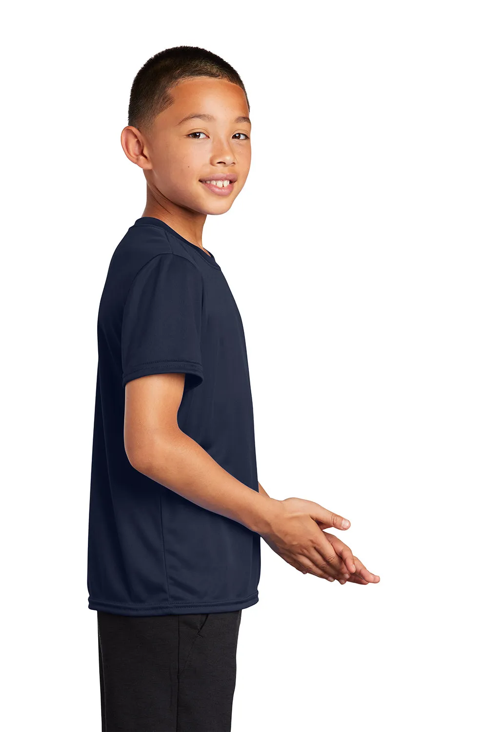 Port & Company Youth T-shirt à manches courtes col rond en Dry Zone Performance évacuant l'humidité - Bleu marine foncé