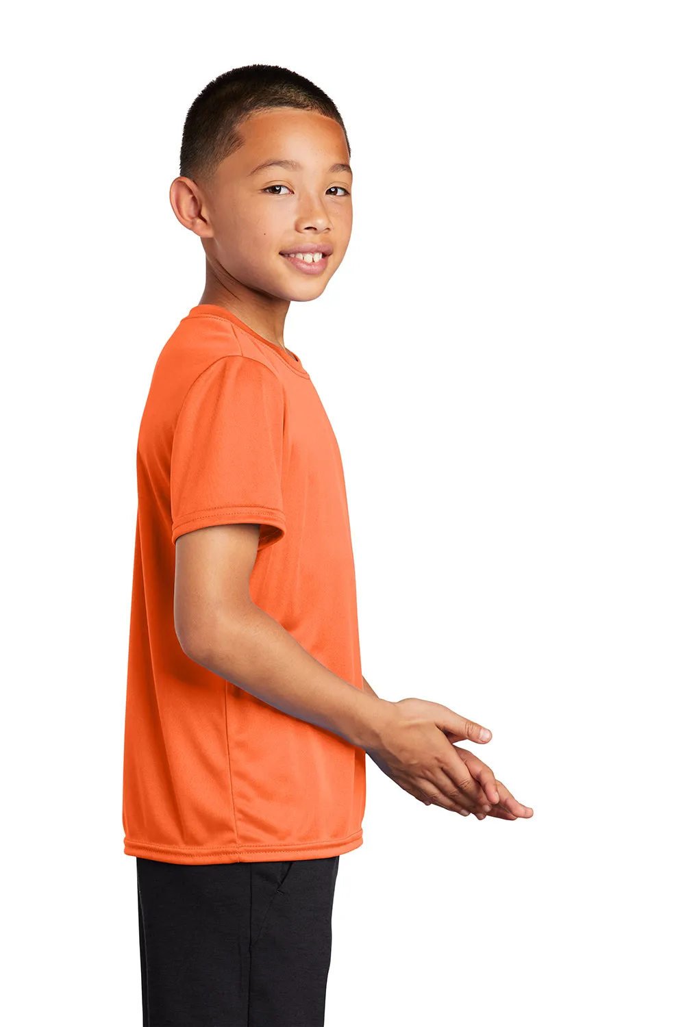 Port & Company T-shirt à col rond manches courtes pour jeunes - Zone sèche performante évacuant l'humidité - Orange néon