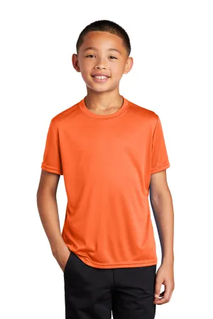 Port & Company T-shirt à col rond manches courtes pour jeunes - Zone sèche performante évacuant l'humidité - Orange néon