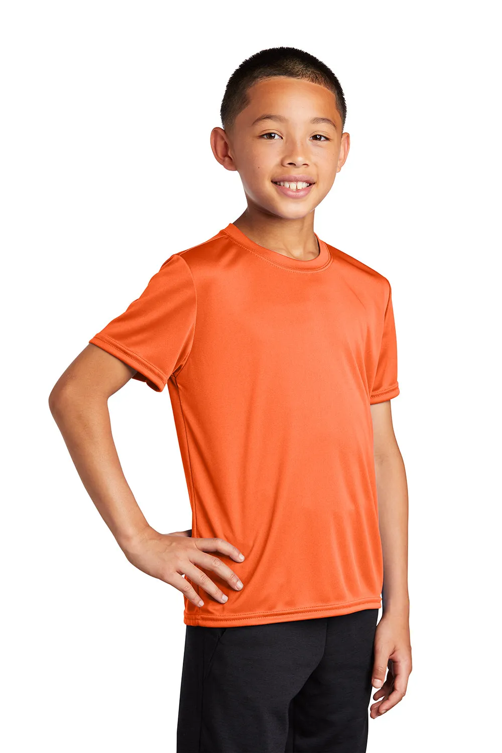 Port & Company T-shirt à col rond manches courtes pour jeunes - Zone sèche performante évacuant l'humidité - Orange néon