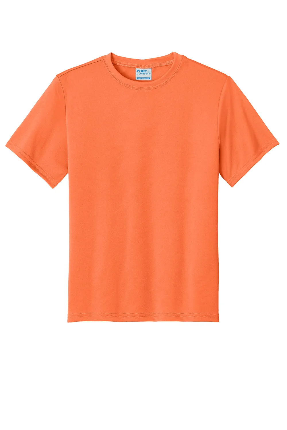 Port & Company T-shirt à col rond manches courtes pour jeunes - Zone sèche performante évacuant l'humidité - Orange néon