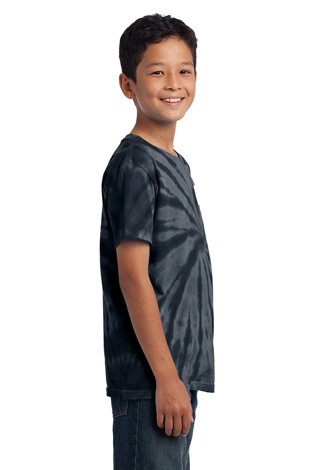Port & Company Youth T-Shirt à Manches Courtes et Col Rond Teint en Tie-Dye - Noir
