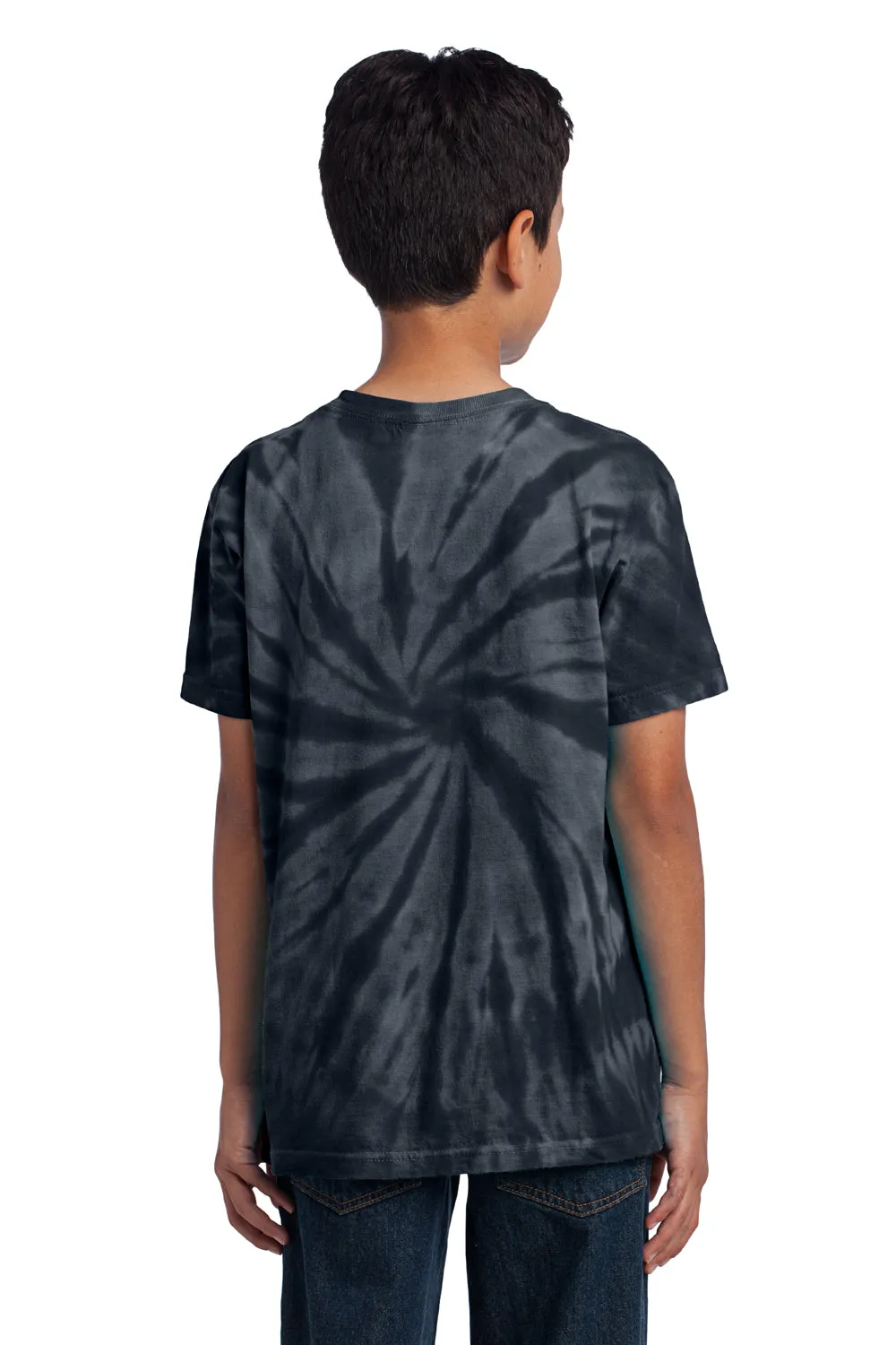 Port & Company Youth T-Shirt à Manches Courtes et Col Rond Teint en Tie-Dye - Noir
