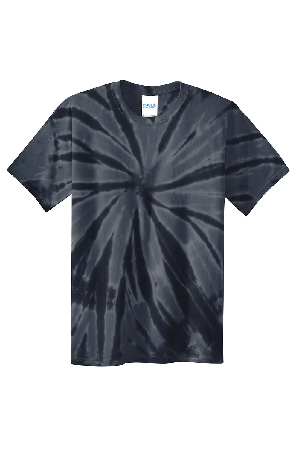 Port & Company Youth T-Shirt à Manches Courtes et Col Rond Teint en Tie-Dye - Noir