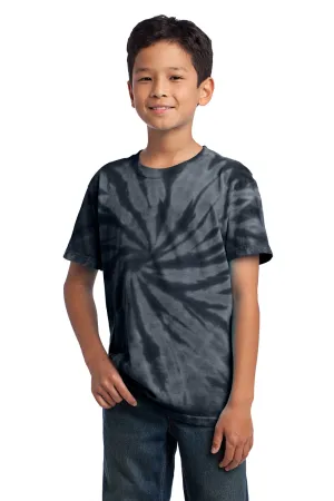 Port & Company Youth T-Shirt à Manches Courtes et Col Rond Teint en Tie-Dye - Noir