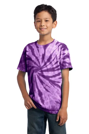 Port & Company Youth T-Shirt à Manches Courtes et Col Rond Teint en Tie-Dye - Violet