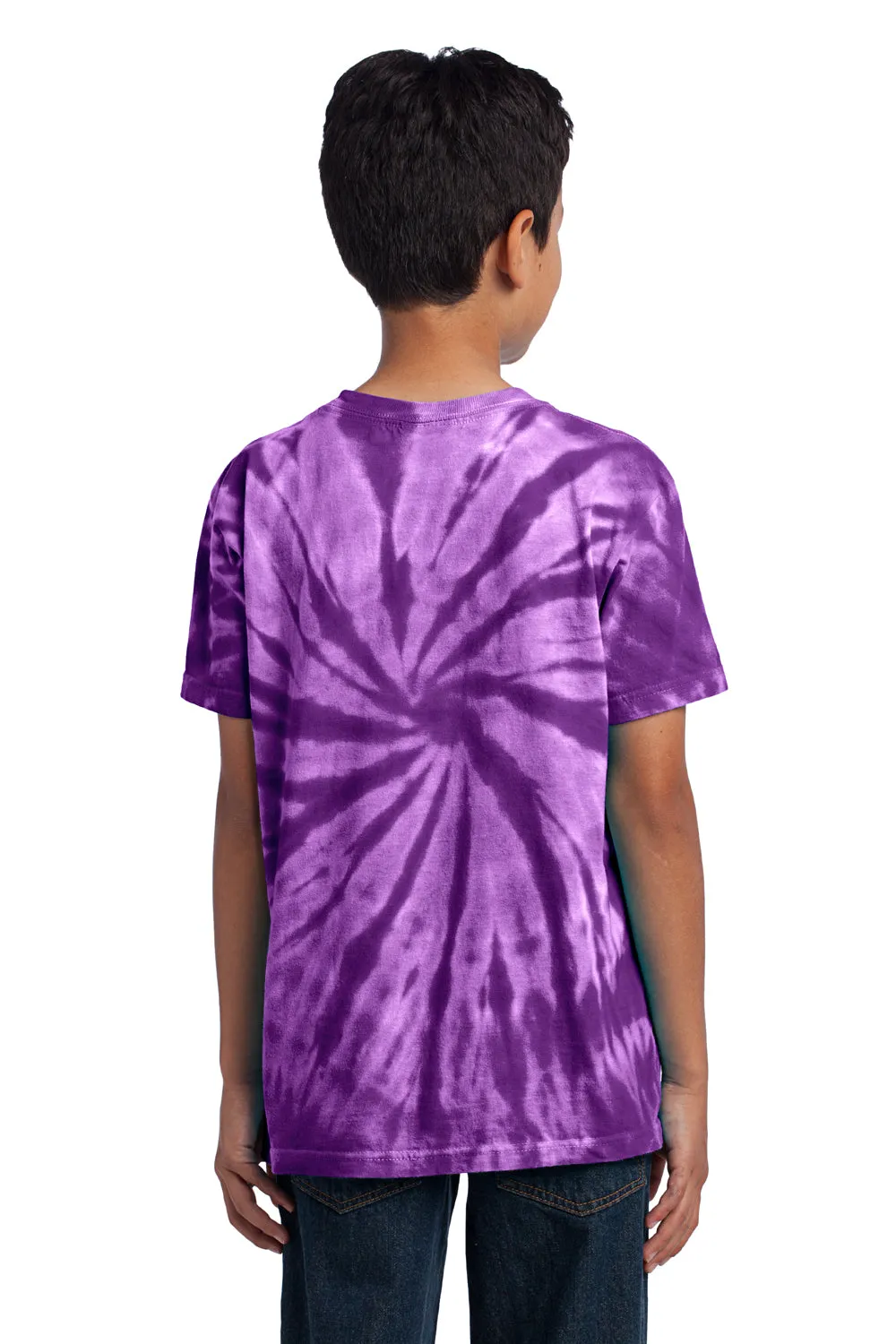 Port & Company Youth T-Shirt à Manches Courtes et Col Rond Teint en Tie-Dye - Violet