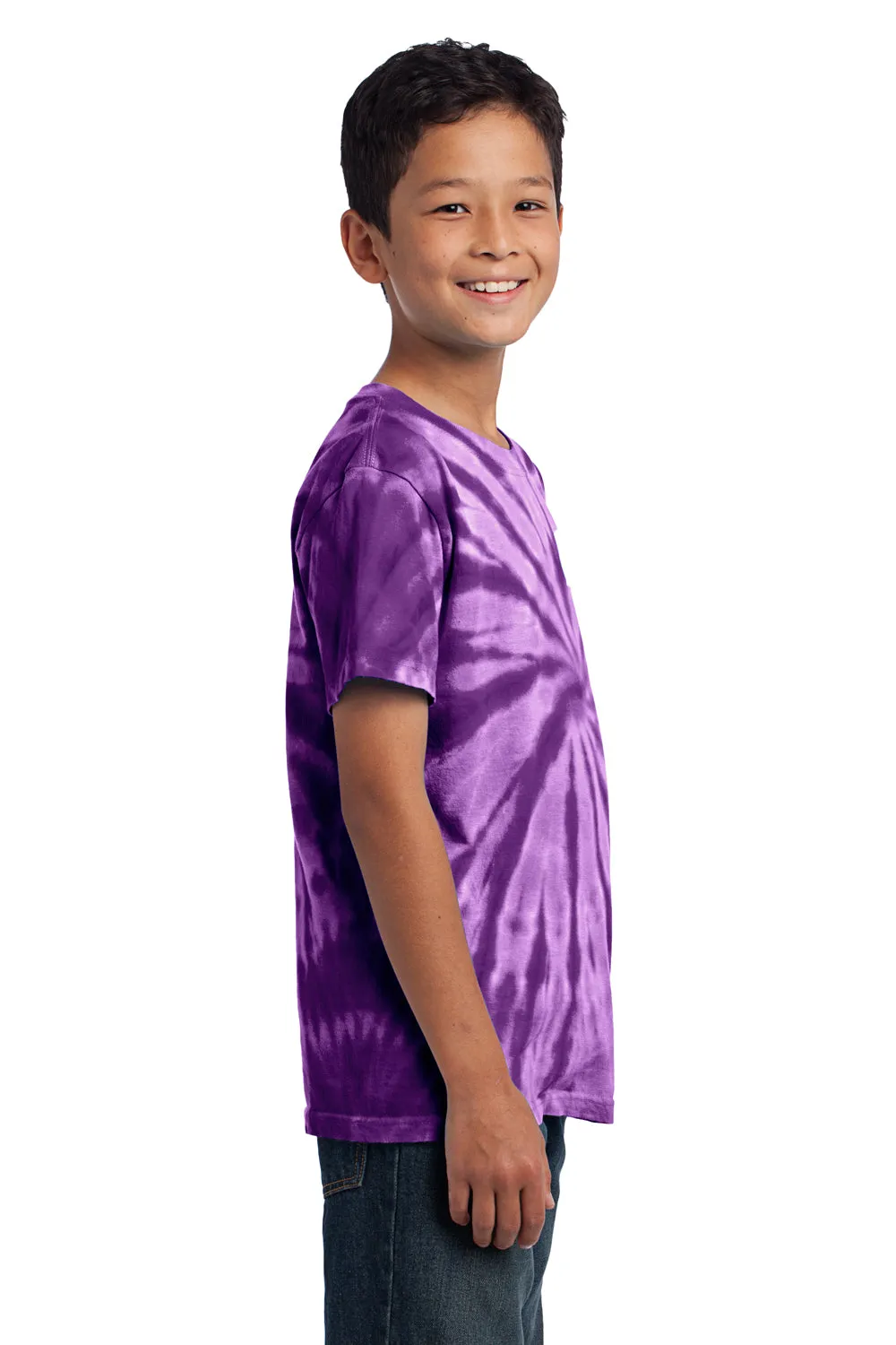 Port & Company Youth T-Shirt à Manches Courtes et Col Rond Teint en Tie-Dye - Violet