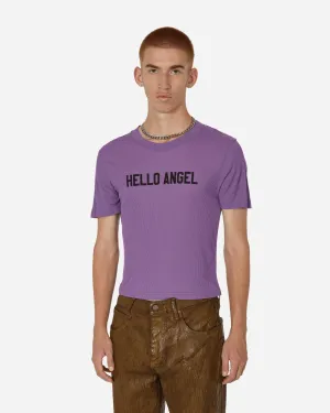 T-shirt à côtes imprimé violet