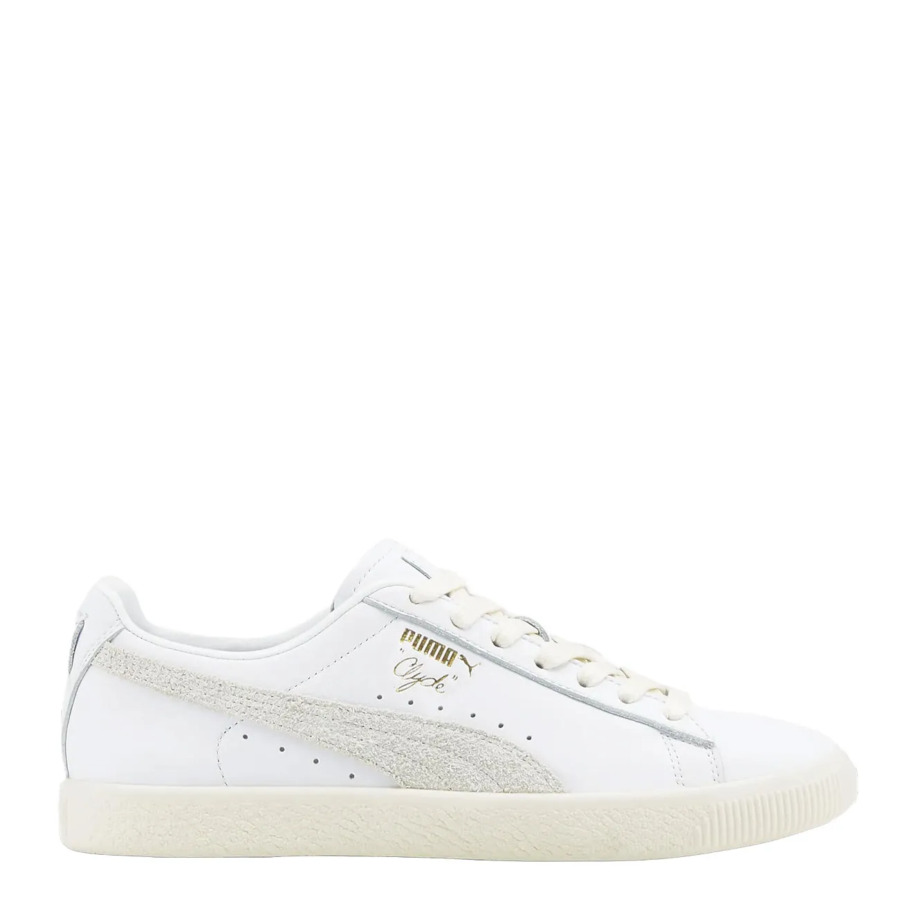 Puma Clyde Base Trainer Blanc Puma / Blanc Murmure / Or Équipe Puma