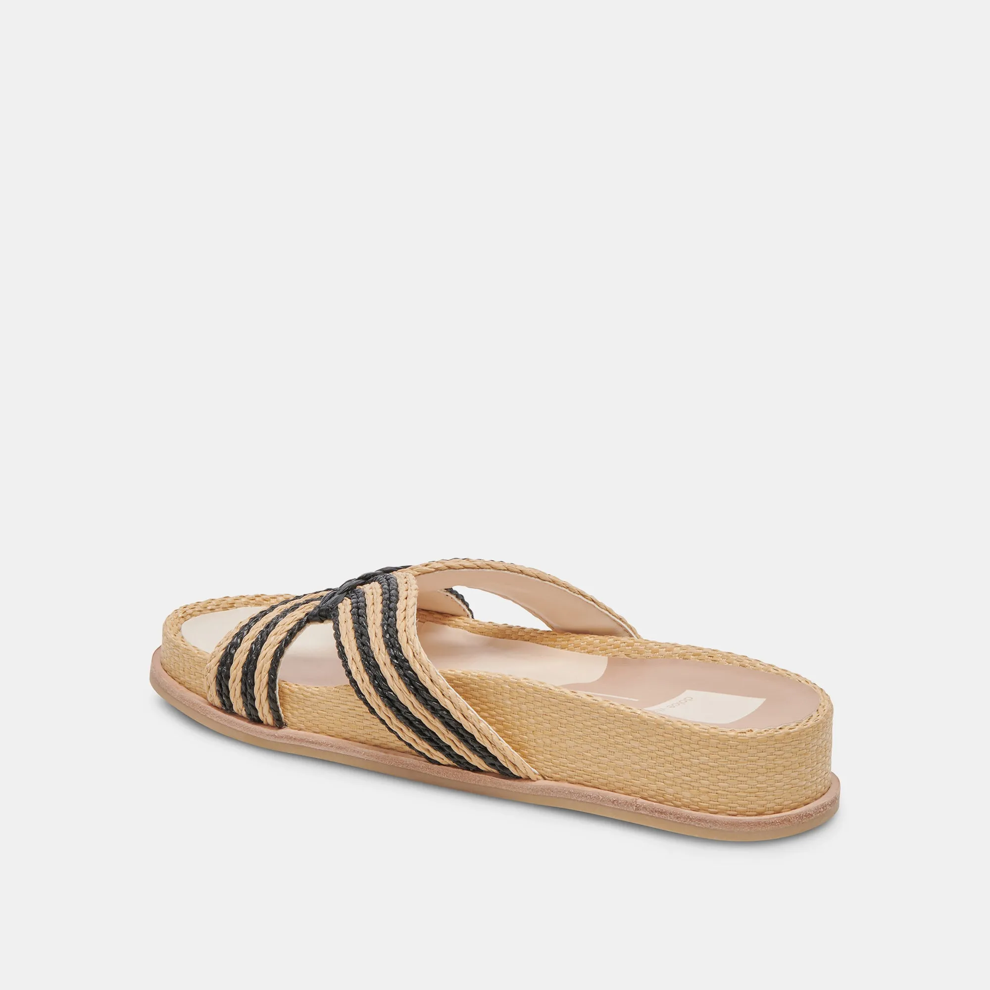 SELDA SANDALES LARGES RAFFIA NOIR NATUREL