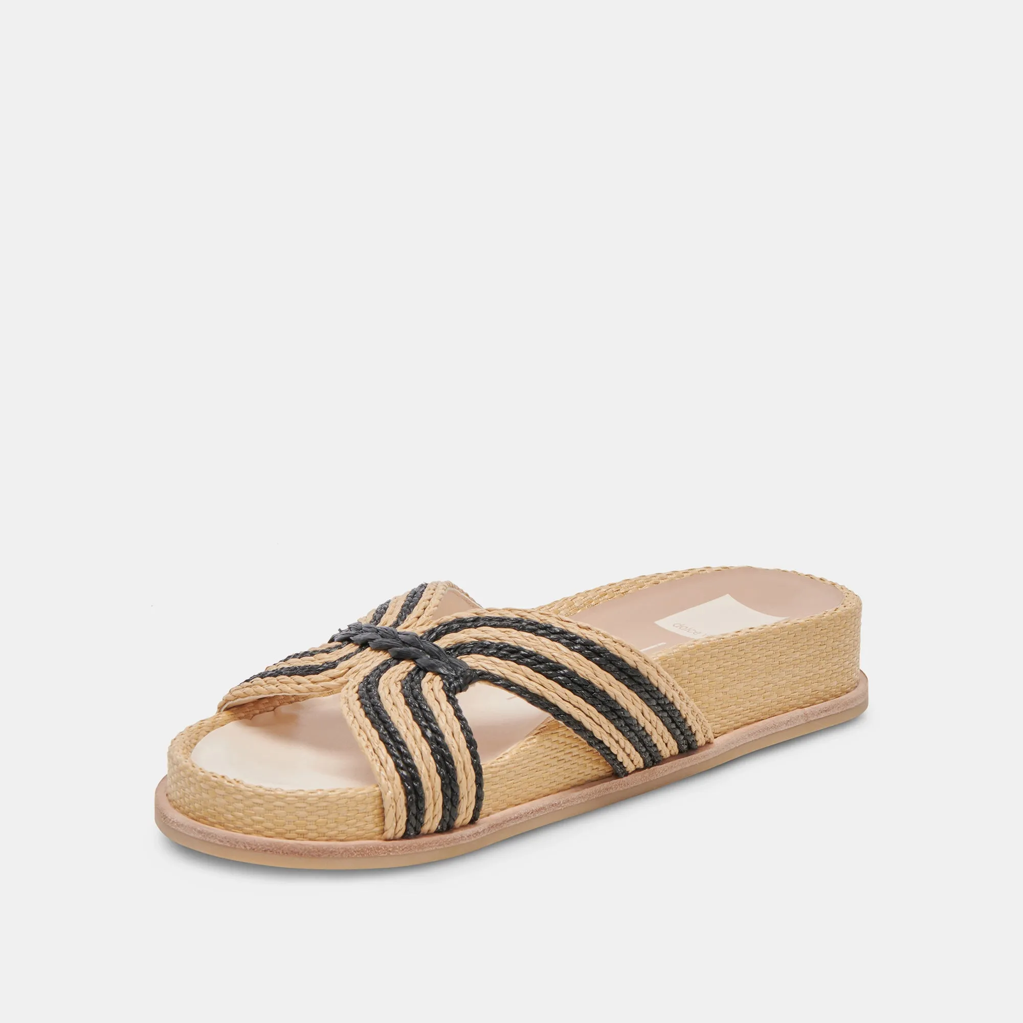 SELDA SANDALES LARGES RAFFIA NOIR NATUREL