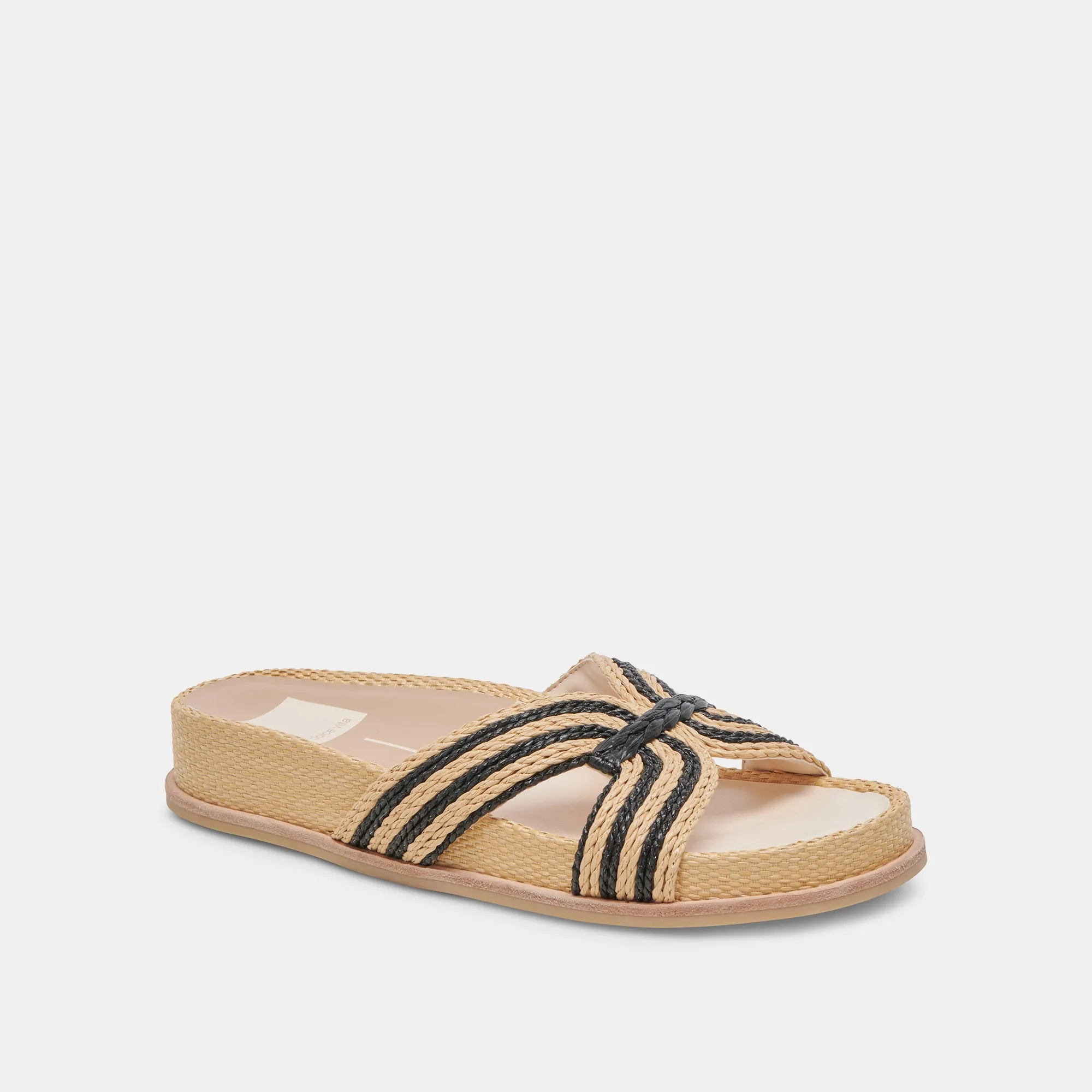 SELDA SANDALES LARGES RAFFIA NOIR NATUREL