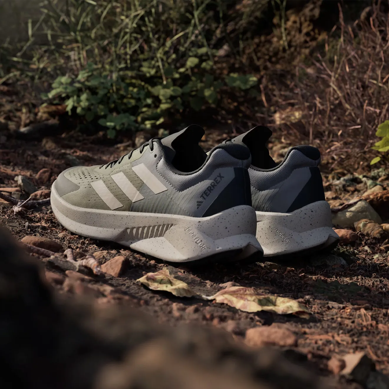 Chaussures Adidas Terrex Homme Adidas Terrex Soulstride Flow Chaussure de Trail Running Vert Strata / Beige Wonder / Charbon