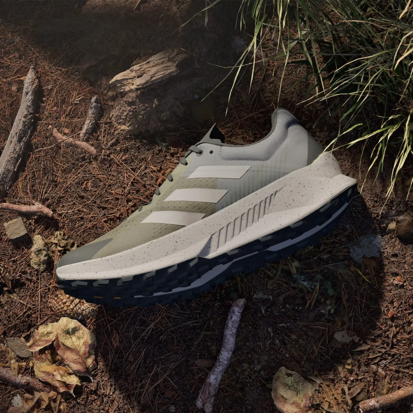 Chaussures Adidas Terrex Homme Adidas Terrex Soulstride Flow Chaussure de Trail Running Vert Strata / Beige Wonder / Charbon