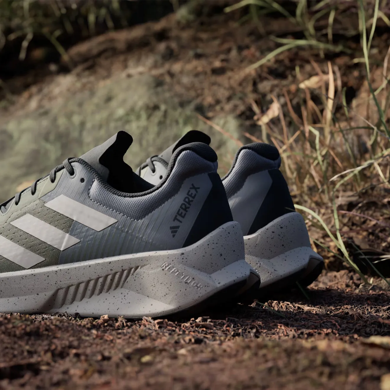 Chaussures Adidas Terrex Homme Adidas Terrex Soulstride Flow Chaussure de Trail Running Vert Strata / Beige Wonder / Charbon