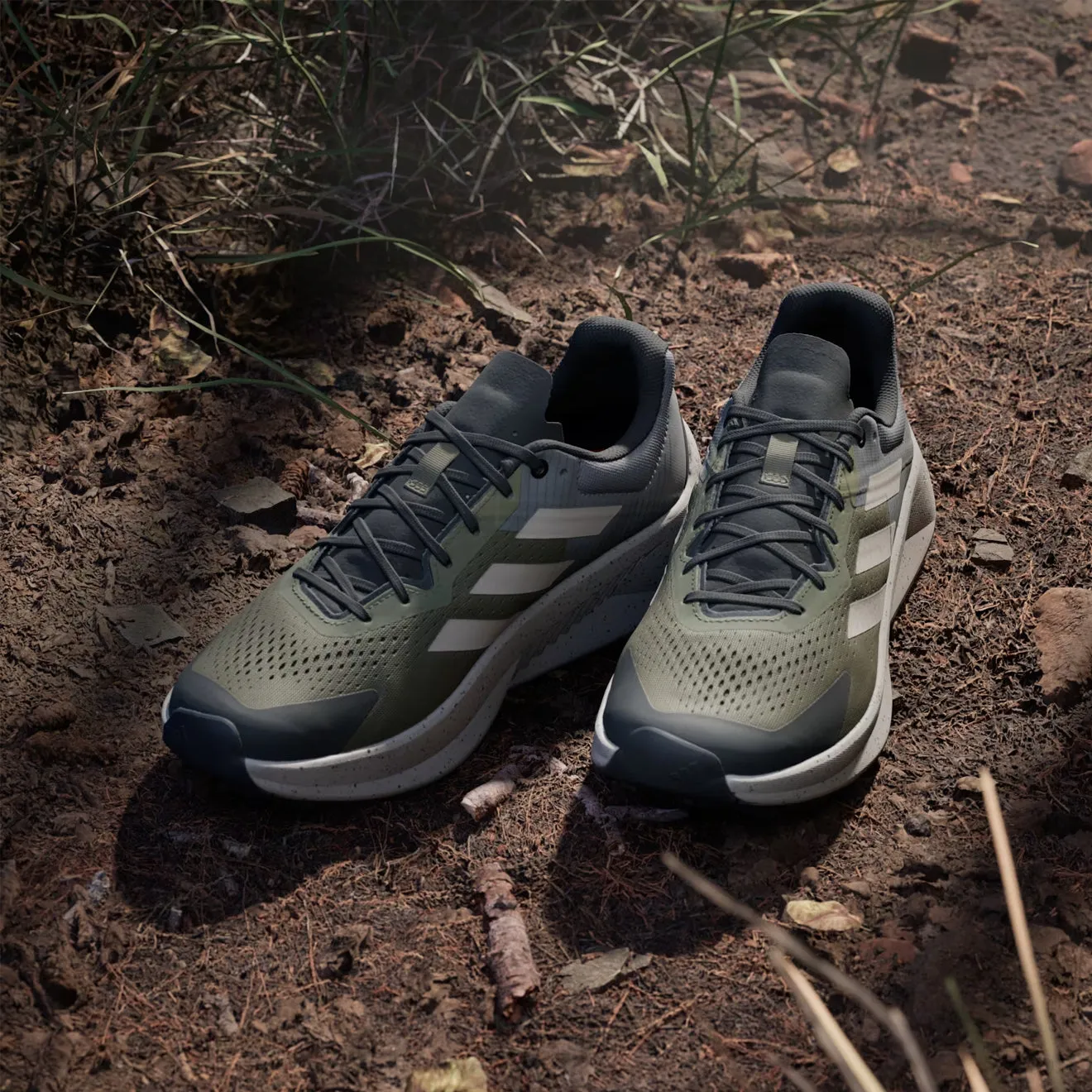 Chaussures Adidas Terrex Homme Adidas Terrex Soulstride Flow Chaussure de Trail Running Vert Strata / Beige Wonder / Charbon