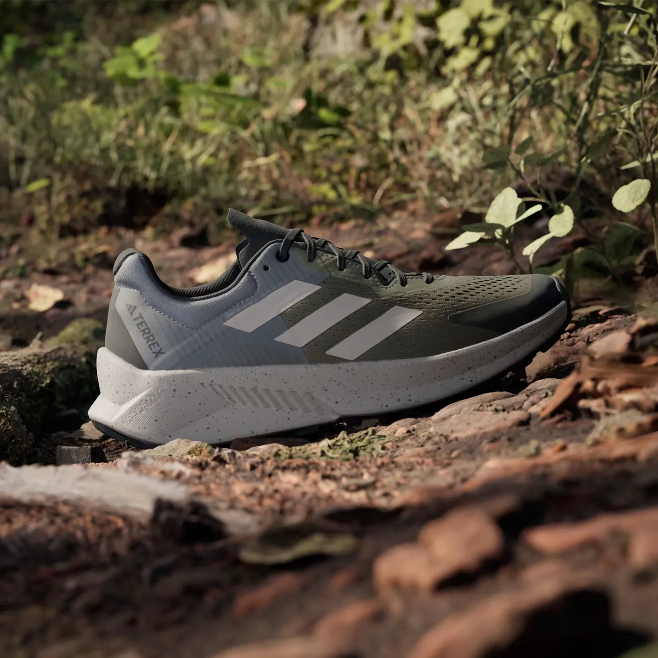 Chaussures Adidas Terrex Homme Adidas Terrex Soulstride Flow Chaussure de Trail Running Vert Strata / Beige Wonder / Charbon