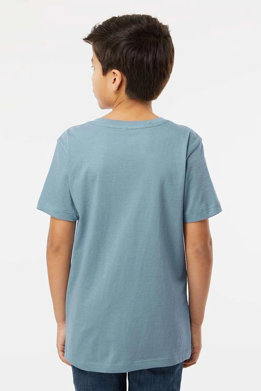 SoftShirts T-shirt bio à manches courtes et col rond pour jeunes - Bleu ardoise