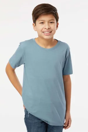 SoftShirts T-shirt bio à manches courtes et col rond pour jeunes - Bleu ardoise