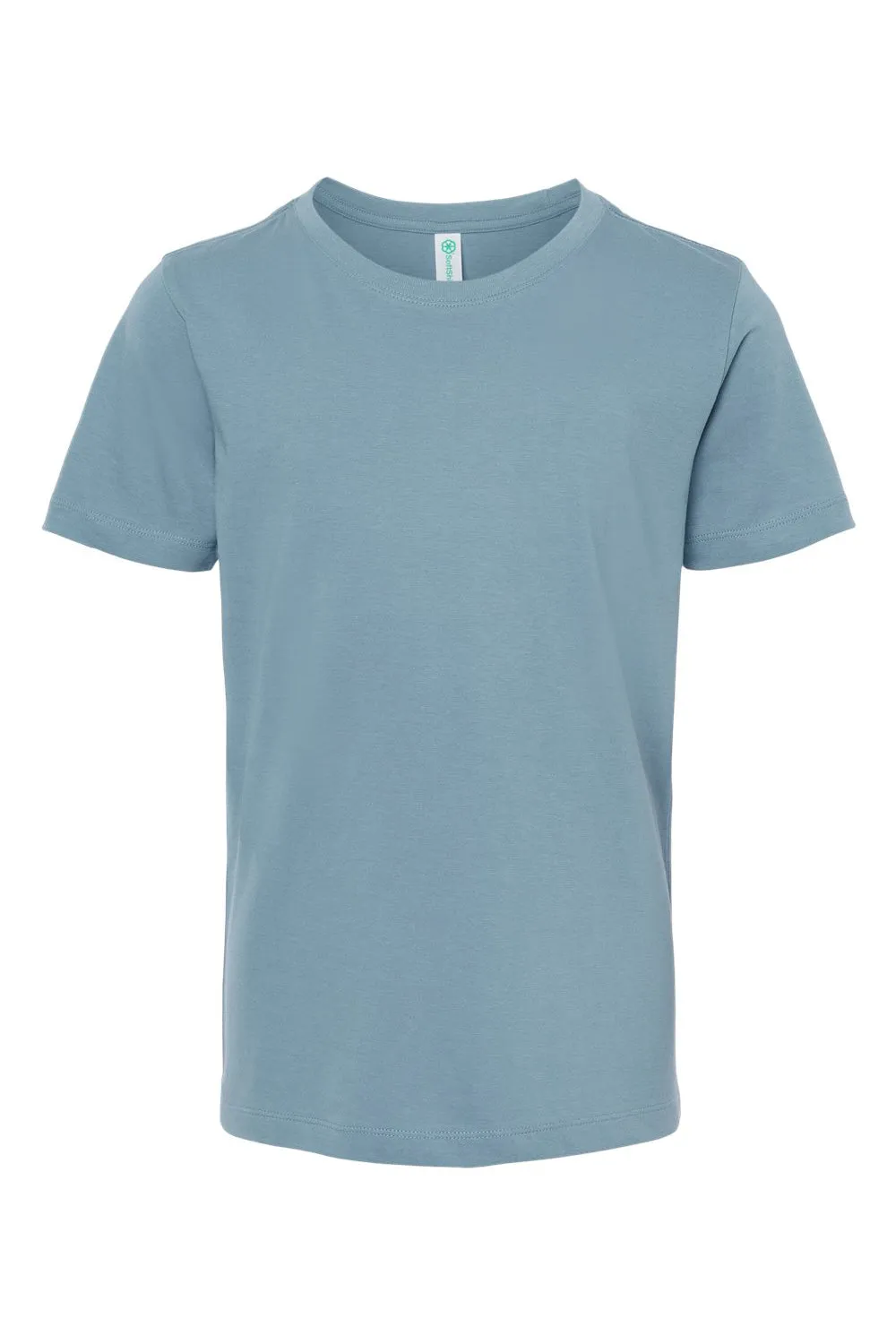 SoftShirts T-shirt bio à manches courtes et col rond pour jeunes - Bleu ardoise