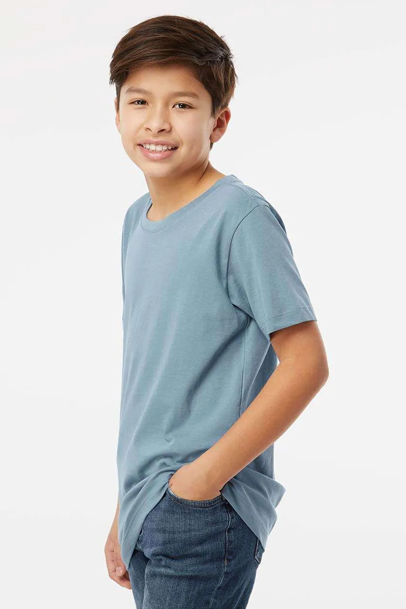 SoftShirts T-shirt bio à manches courtes et col rond pour jeunes - Bleu ardoise