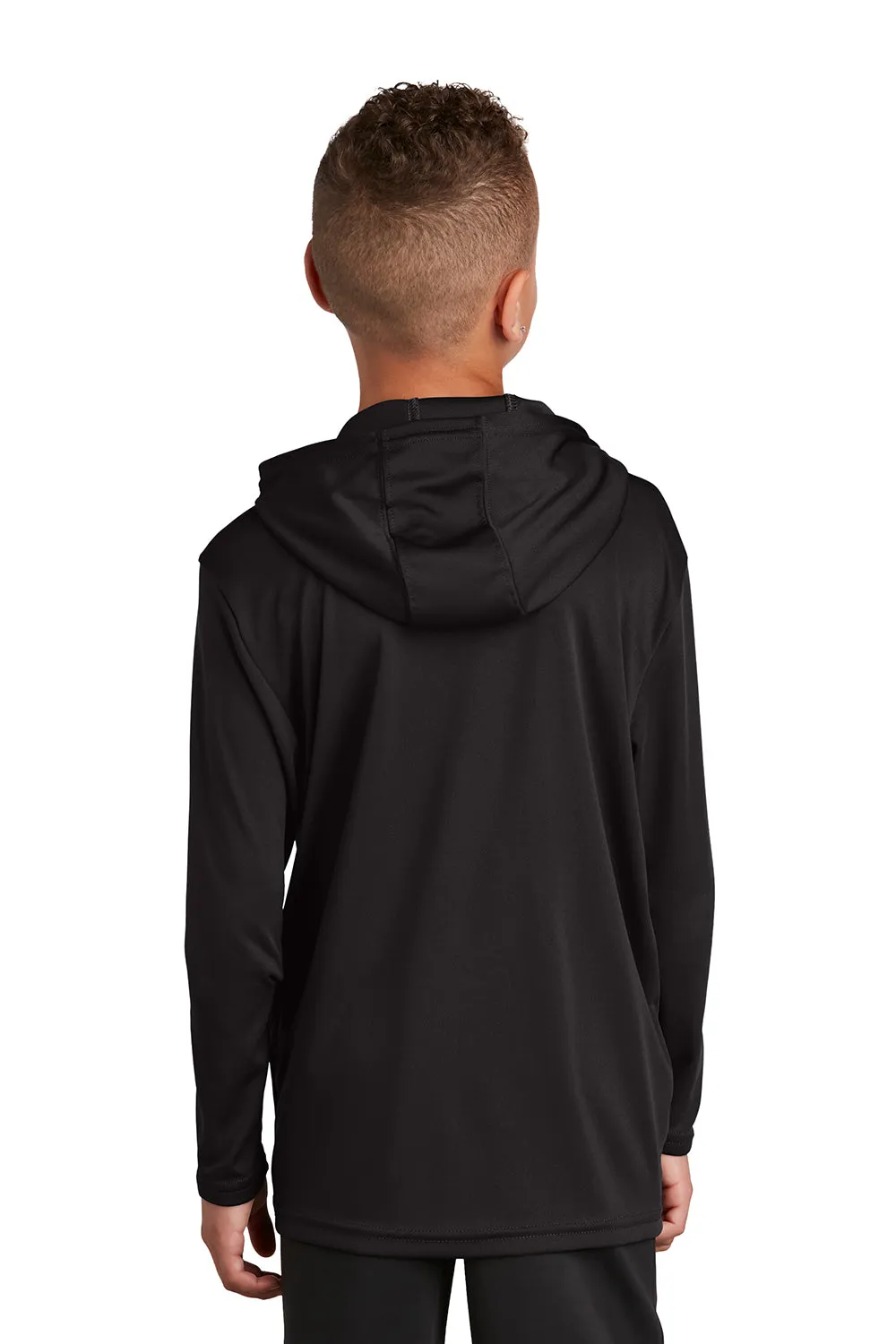 Sport-Tek Sweat-shirt à capuche à manches longues pour jeunes compétiteurs, évacuant l'humidité - Noir