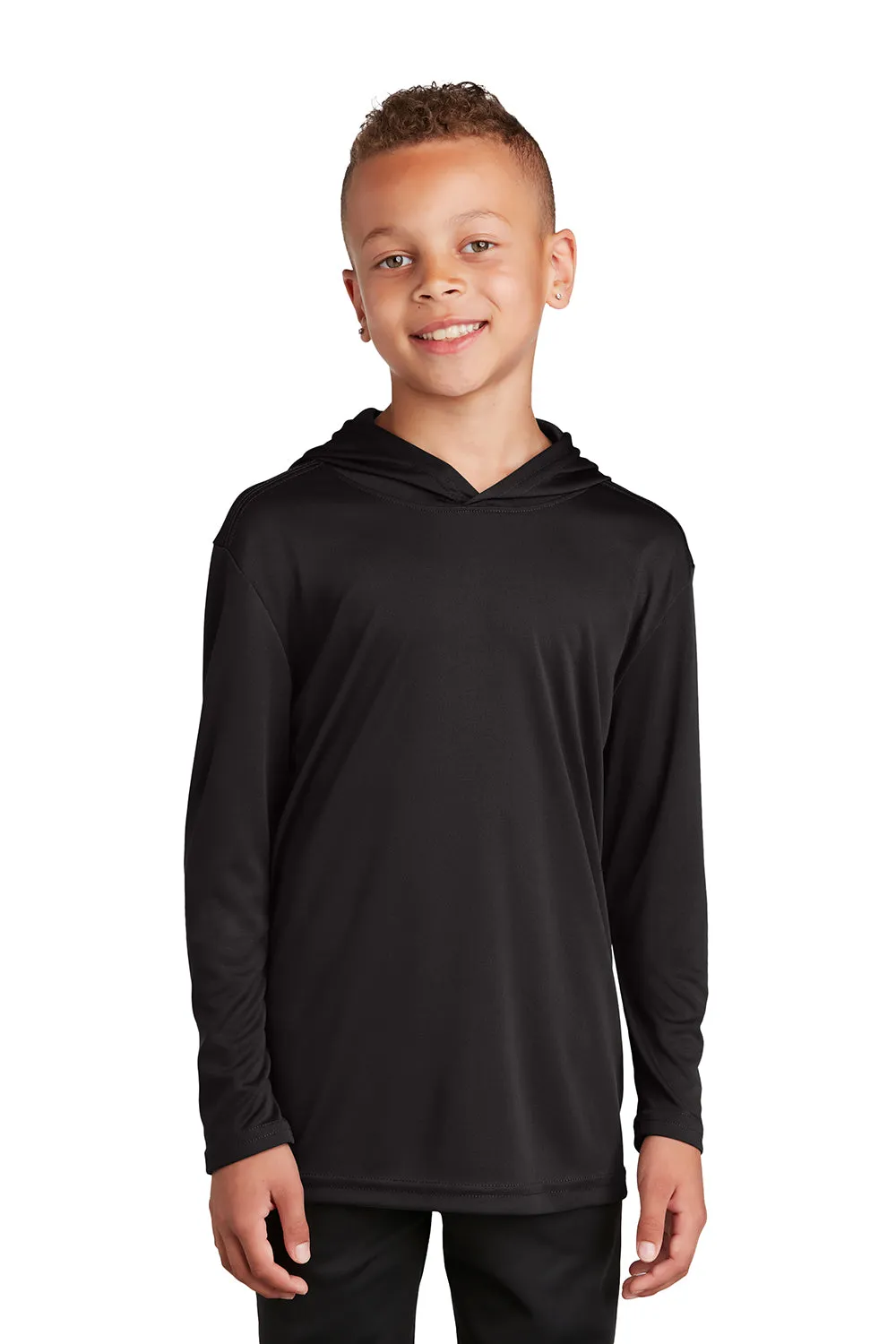 Sport-Tek Sweat-shirt à capuche à manches longues pour jeunes compétiteurs, évacuant l'humidité - Noir