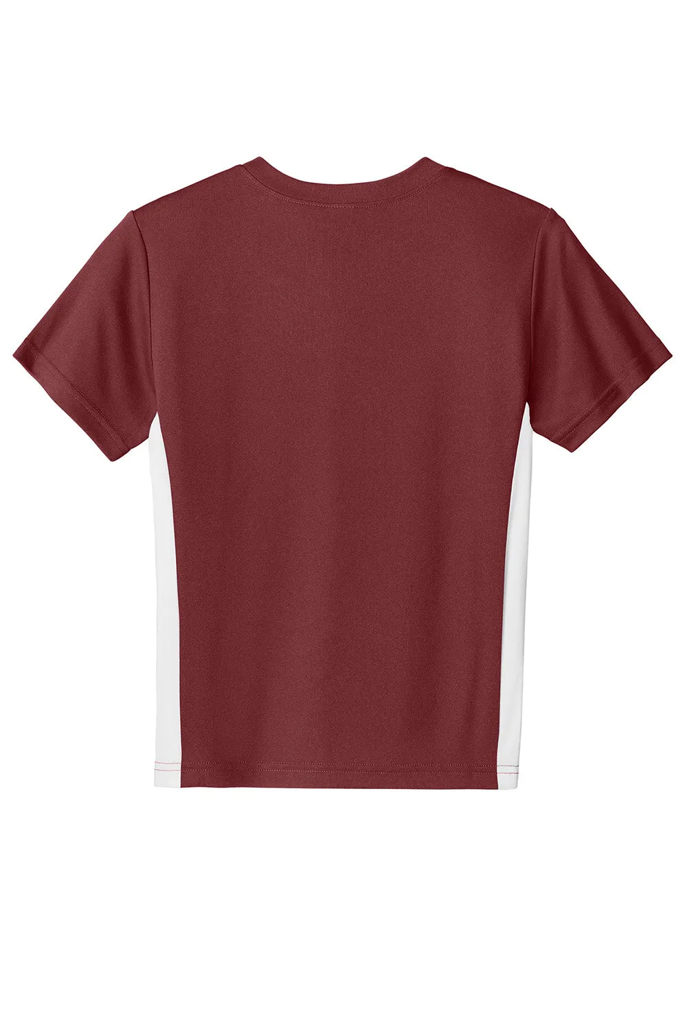 Sport-Tek T-shirt à col en V à manches courtes compétiteur pour jeunes évacuant l'humidité - Marron/Blanc