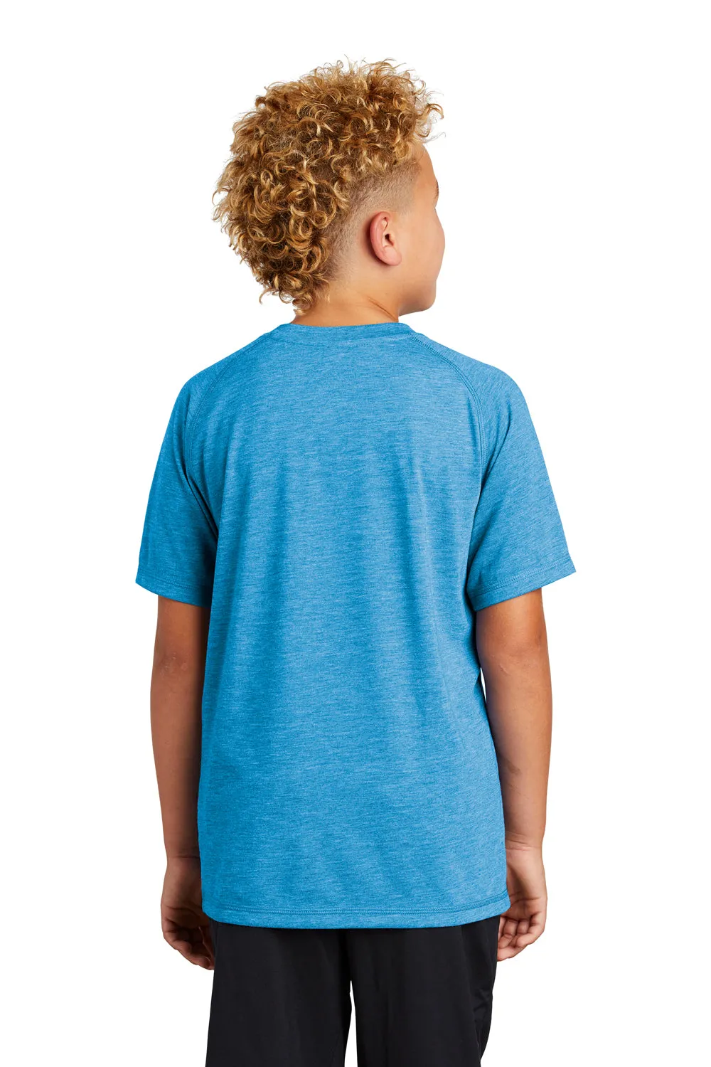 Sport-Tek T-shirt pour jeunes à manches courtes et col rond anti-transpiration - Bleu étang chiné - Liquidation