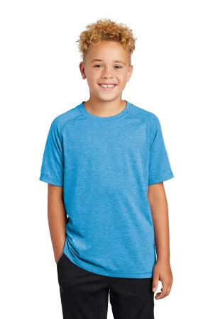 Sport-Tek T-shirt pour jeunes à manches courtes et col rond anti-transpiration - Bleu étang chiné - Liquidation