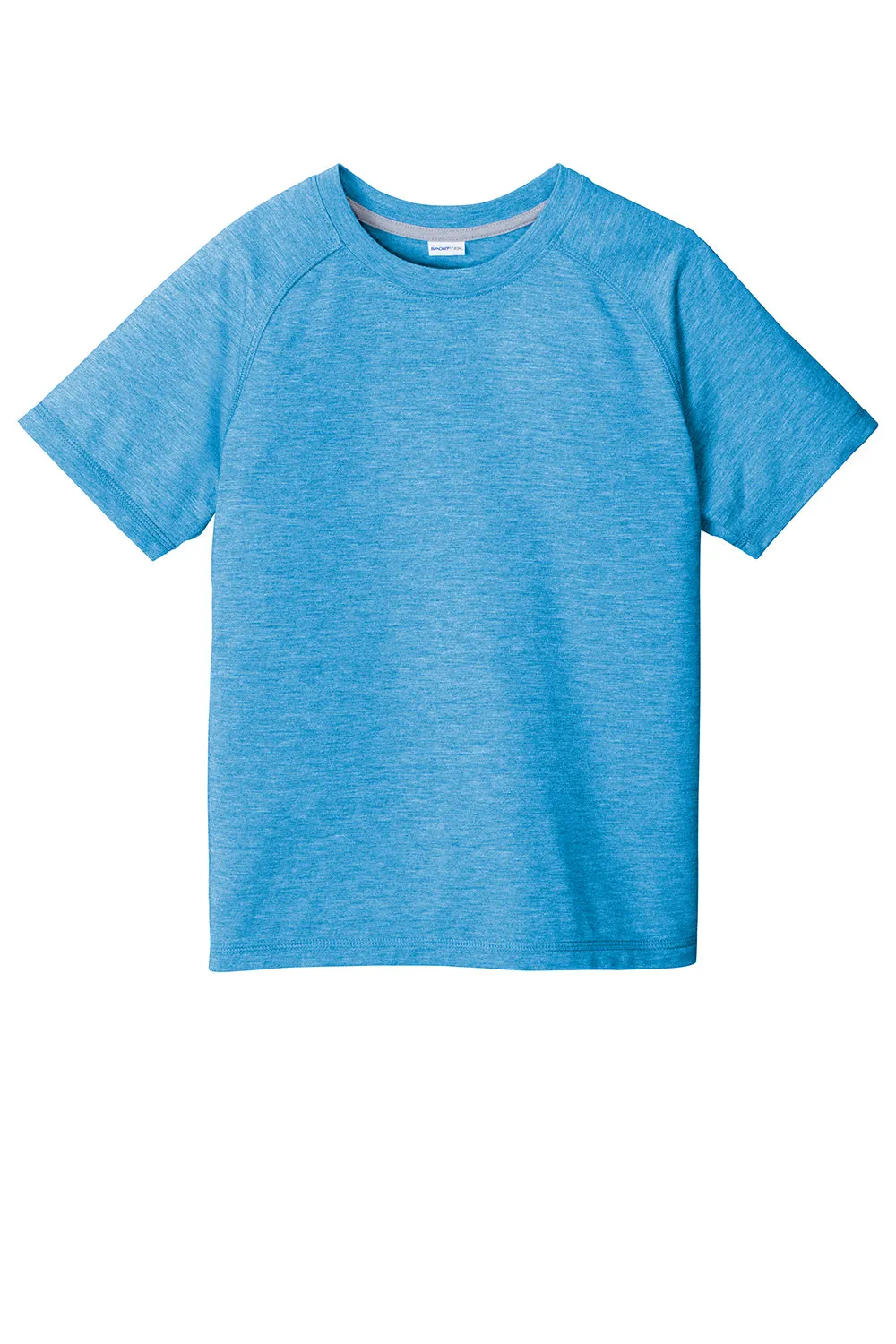 Sport-Tek T-shirt pour jeunes à manches courtes et col rond anti-transpiration - Bleu étang chiné - Liquidation