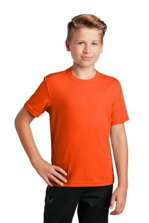 Sport-Tek T-shirt à manches courtes et col rond pour jeunes en mesh évacuant l'humidité - Orange néon