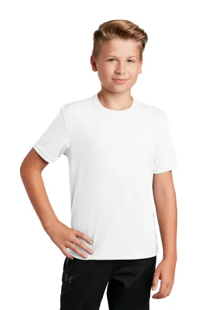 Sport-Tek T-shirt pour jeunes RacerMesh à manches courtes et col rond évacuant l'humidité - Blanc