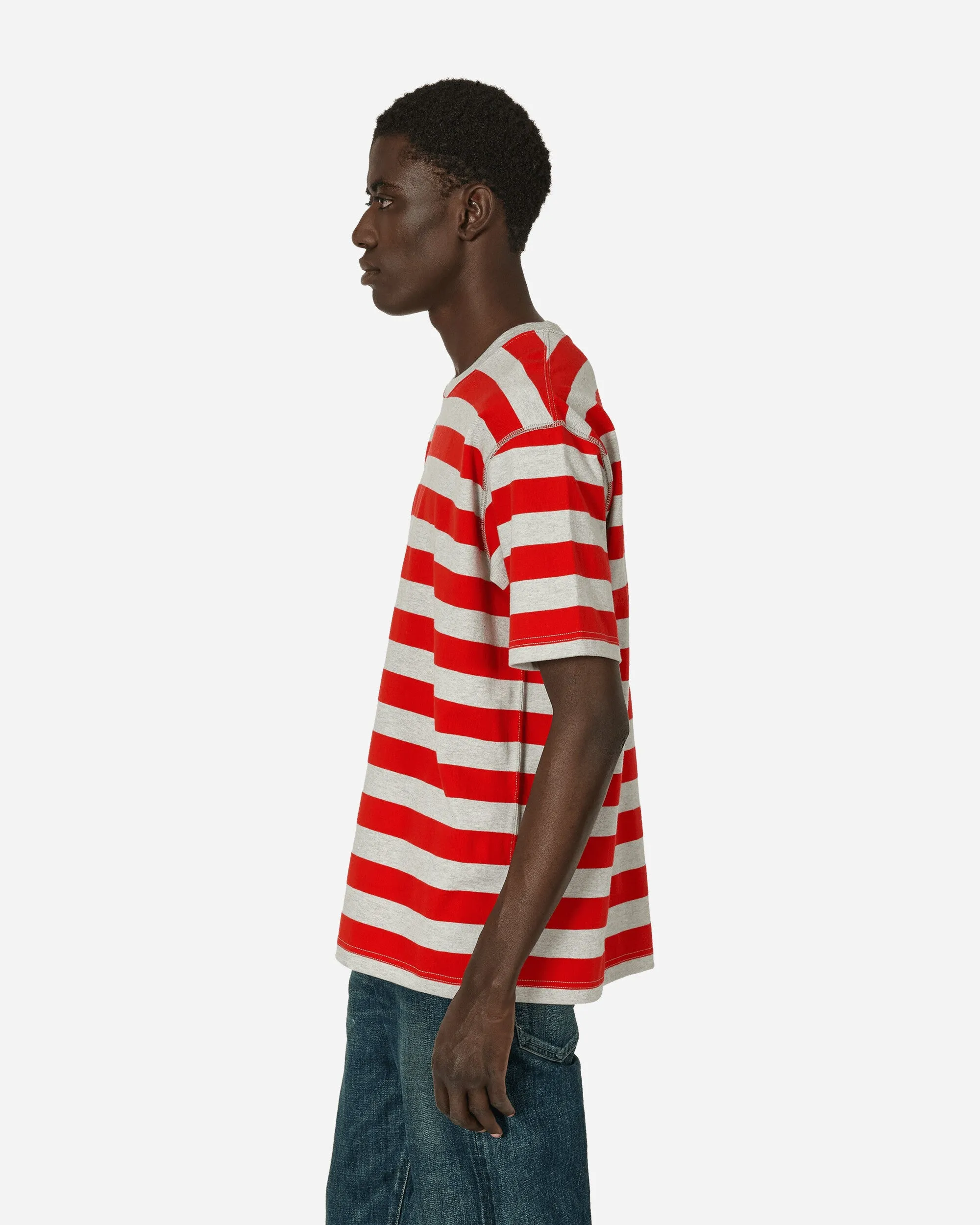 T-shirt rayé Gris / Rouge