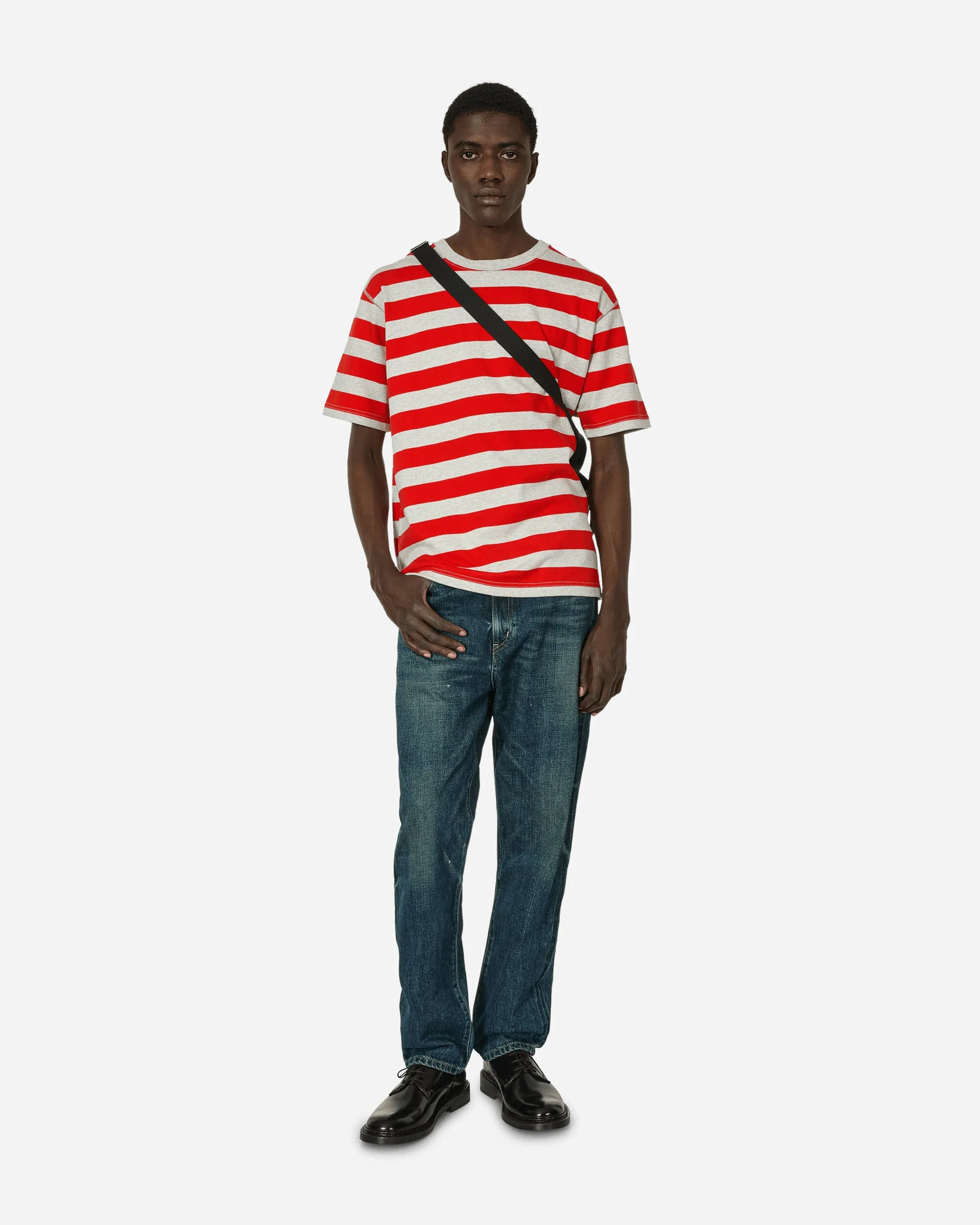 T-shirt rayé Gris / Rouge