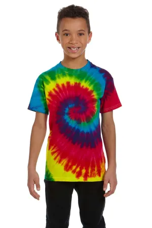 T-shirt à manches courtes pour jeunes en tie-dye - Arc-en-ciel réactif