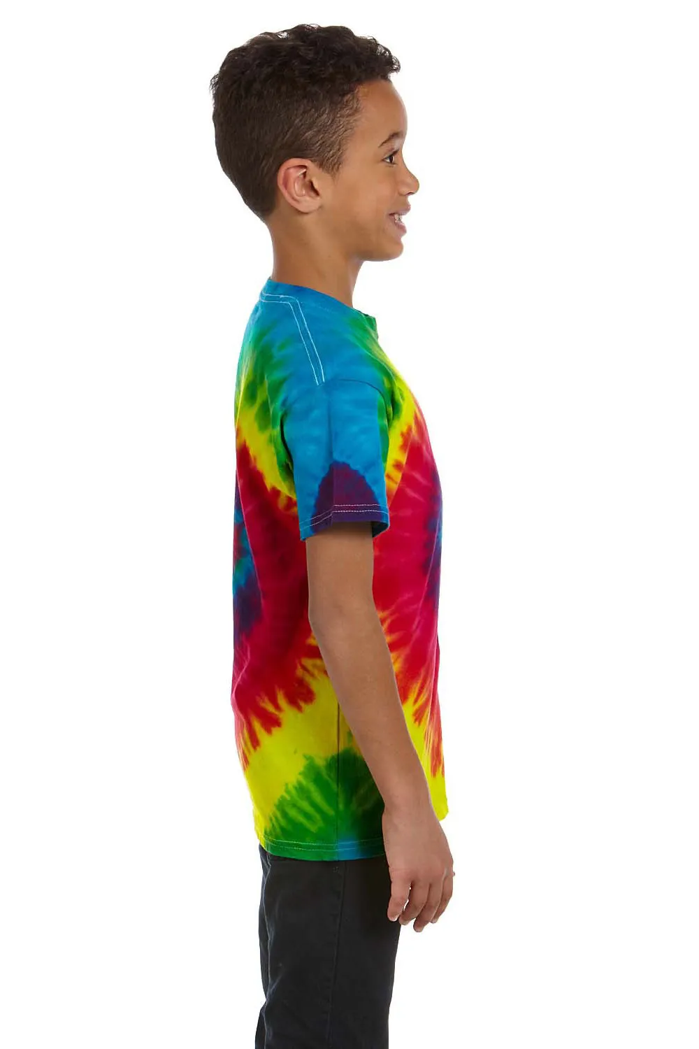 T-shirt à manches courtes pour jeunes en tie-dye - Arc-en-ciel réactif