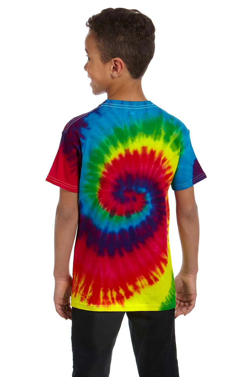 T-shirt à manches courtes pour jeunes en tie-dye - Arc-en-ciel réactif